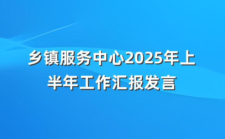 乡镇服务中心2025年上半年工作汇报发言