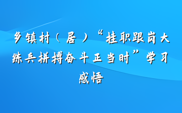 乡镇村（居）“挂职跟岗大练兵拼搏奋斗正当时”学习感悟