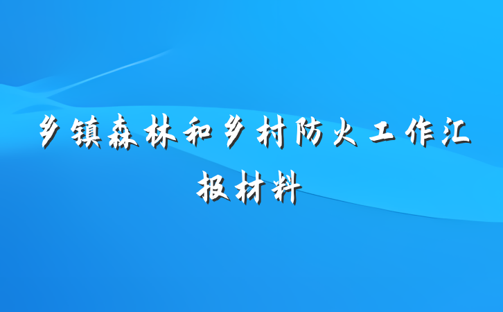 乡镇森林和乡村防火工作汇报材料