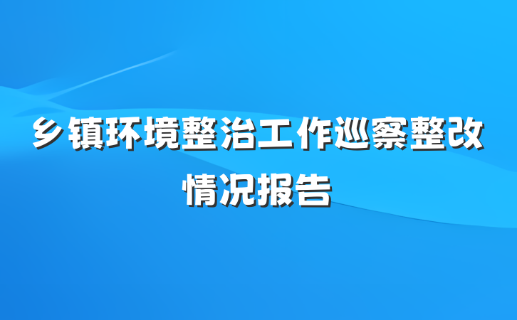 乡镇环境整治工作巡察整改情况报告