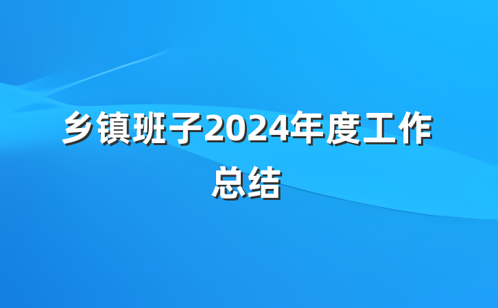 乡镇班子2024年度工作总结