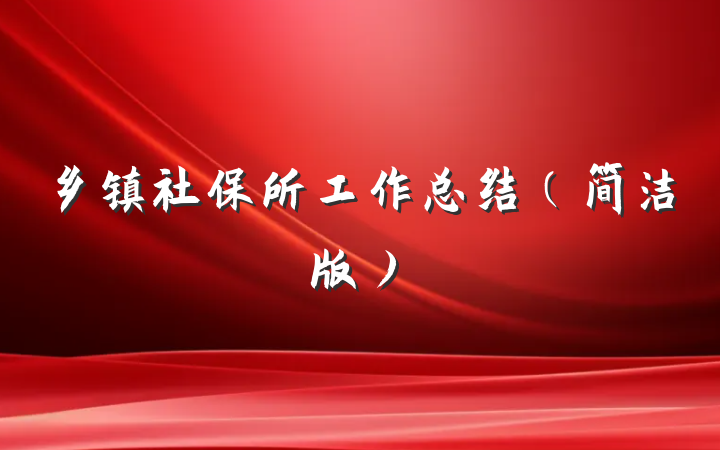 乡镇社保所工作总结（简洁版）