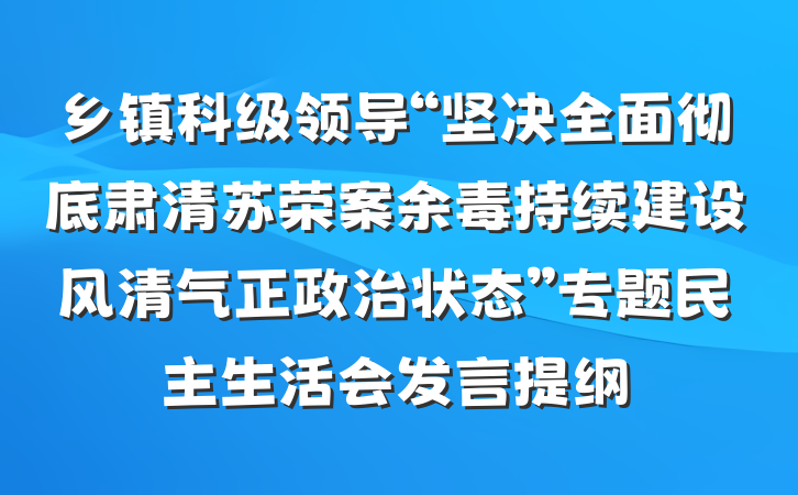 乡镇科级领导“坚决全面彻底肃清苏荣案余毒持续建设风清气正政治状态”专题民主生活会发言提纲