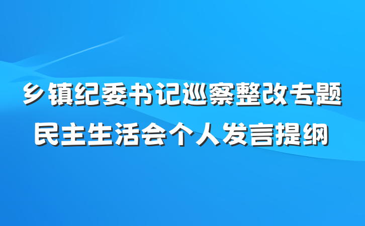 乡镇纪委书记巡察整改专题民主生活会个人发言提纲