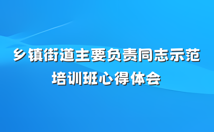乡镇街道主要负责同志示范培训班心得体会