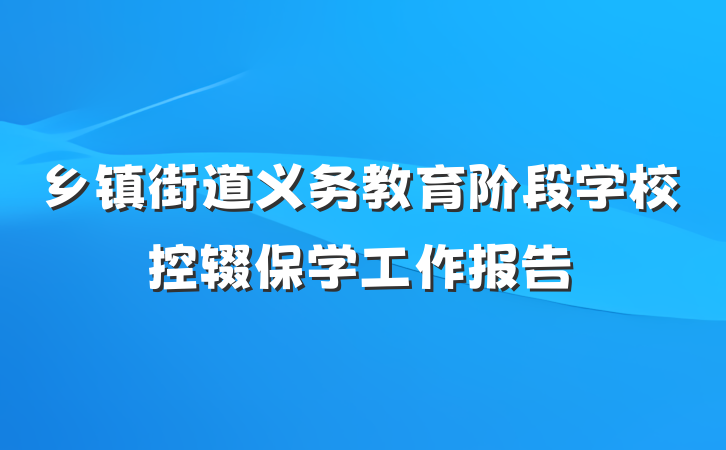 乡镇街道义务教育阶段学校控辍保学工作报告