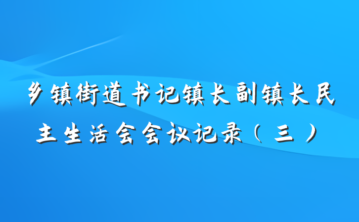 乡镇街道书记镇长副镇长民主生活会会议记录（三）