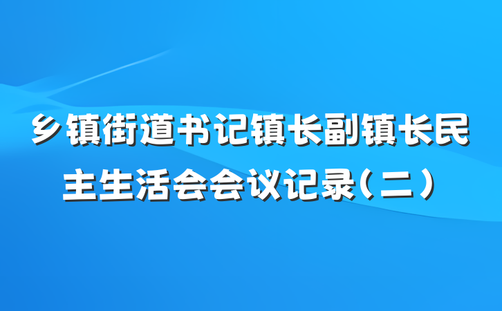乡镇街道书记镇长副镇长民主生活会会议记录（二）