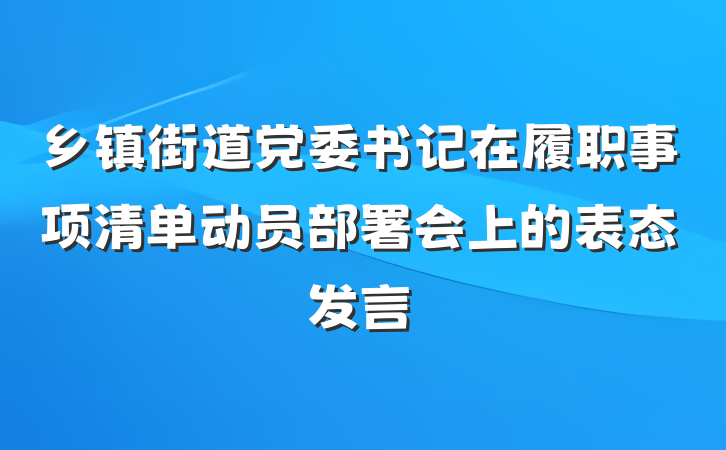 乡镇街道党委书记在履职事项清单动员部署会上的表态发言
