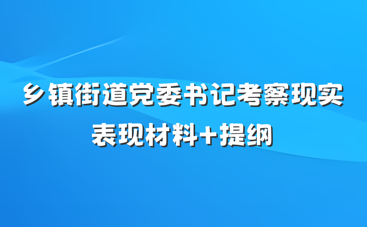 乡镇街道党委书记考察现实表现材料 提纲
