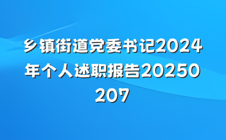 乡镇街道党委书记2024年个人述职报告20250207
