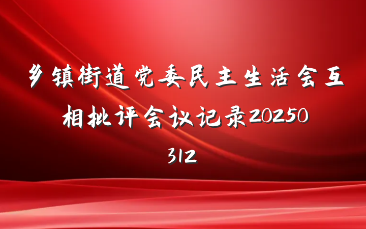 乡镇街道党委民主生活会互相批评会议记录20250312