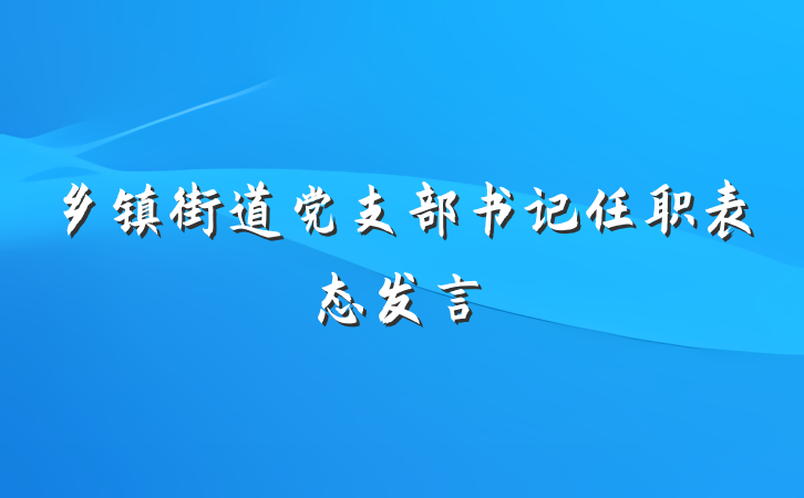 乡镇街道党支部书记任职表态发言