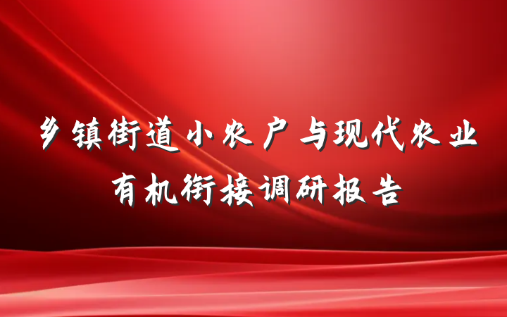 乡镇街道小农户与现代农业有机衔接调研报告