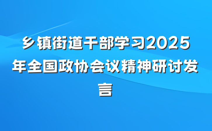 乡镇街道干部学习2025年全国政协会议精神研讨发言