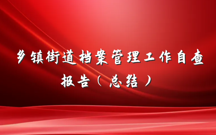 乡镇街道档案管理工作自查报告（总结）
