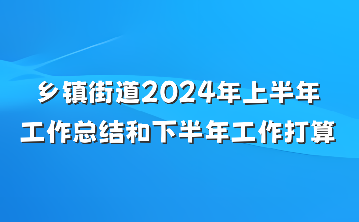 乡镇街道2024年上半年工作总结和下半年工作打算