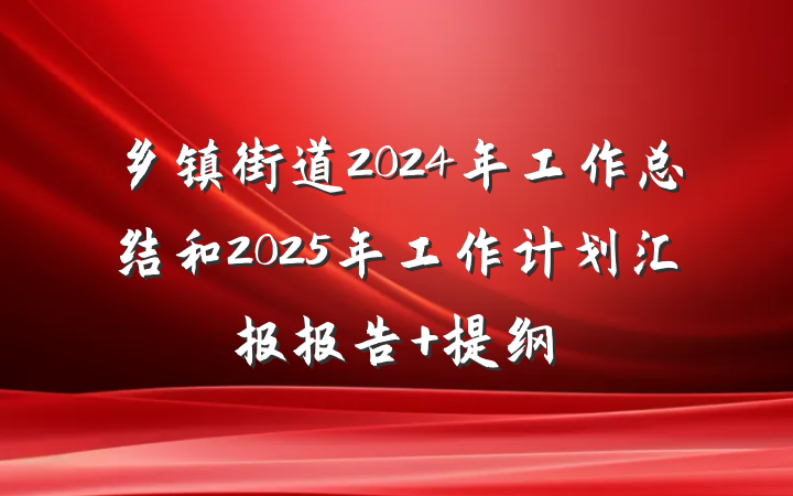 乡镇街道2024年工作总结和2025年工作计划汇报报告 提纲