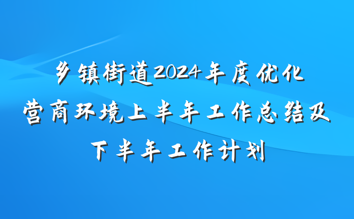 乡镇街道2024年度优化营商环境上半年工作总结及下半年工作计划