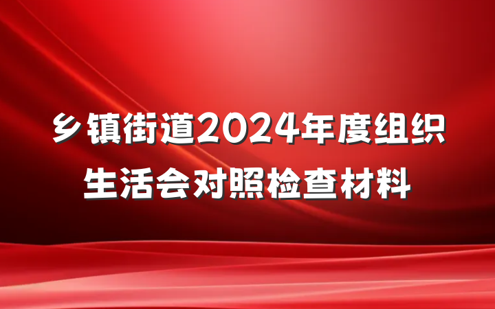 乡镇街道2024年度组织生活会对照检查材料