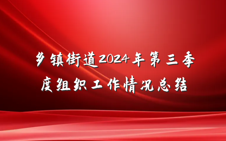 乡镇街道2024年第三季度组织工作情况总结