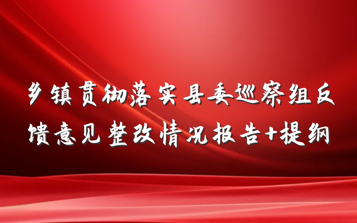 乡镇贯彻落实县委巡察组反馈意见整改情况报告 提纲