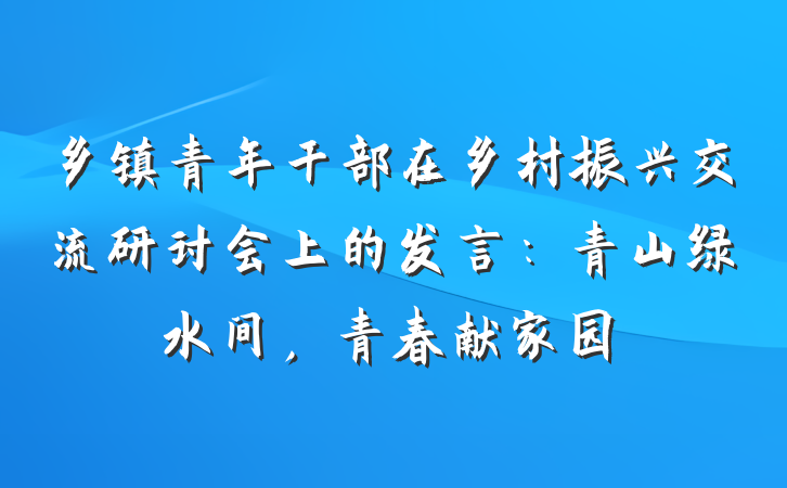 乡镇青年干部在乡村振兴交流研讨会上的发言：青山绿水间，青春献家园