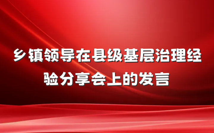 乡镇领导在县级基层治理经验分享会上的发言