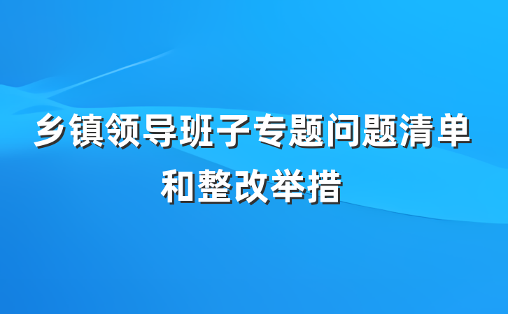 乡镇领导班子专题问题清单和整改举措