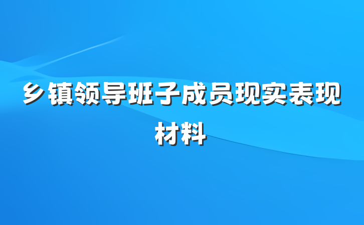 乡镇领导班子成员现实表现材料