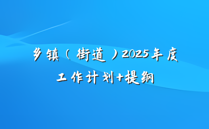乡镇（街道）2025年度工作计划 提纲
