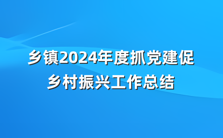 乡镇2024年度抓党建促乡村振兴工作总结