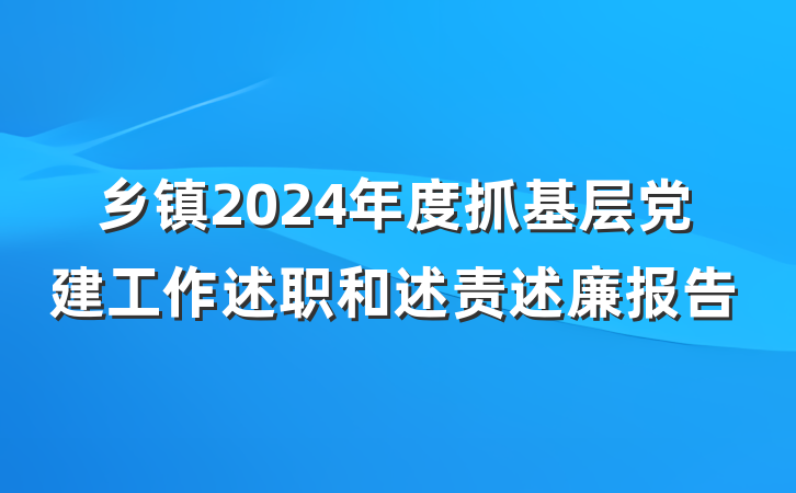 乡镇2024年度抓基层党建工作述职和述责述廉报告