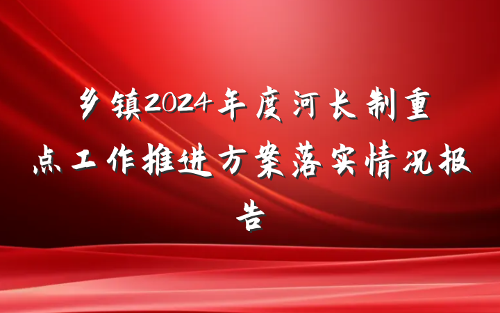 乡镇2024年度河长制重点工作推进方案落实情况报告
