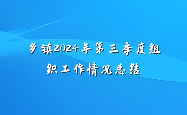 乡镇2024年第三季度组织工作情况总结