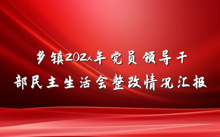 乡镇202x年党员领导干部民主生活会整改情况汇报