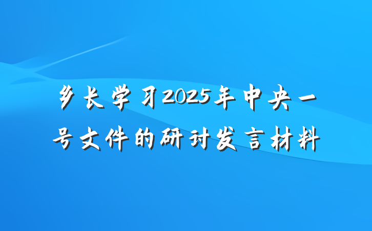 乡长学习2025年中央一号文件的研讨发言材料