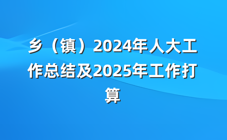 乡（镇）2024年人大工作总结及2025年工作打算