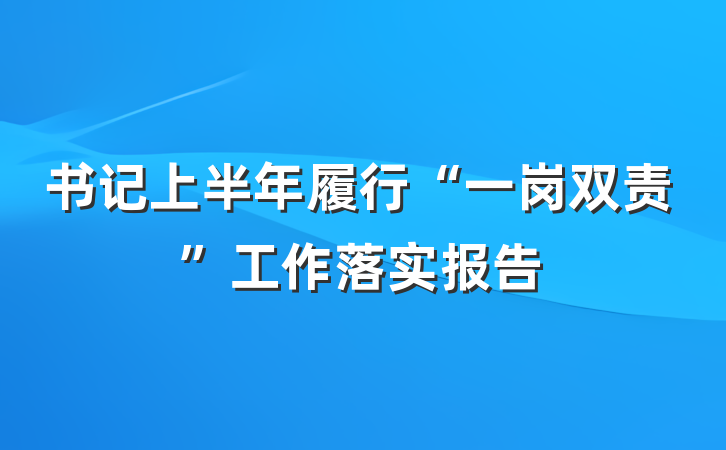 书记上半年履行“一岗双责”工作落实报告