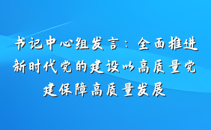 书记中心组发言：全面推进新时代党的建设以高质量党建保障高质量发展