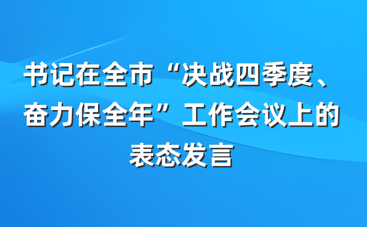 书记在全市“决战四季度、奋力保全年”工作会议上的表态发言