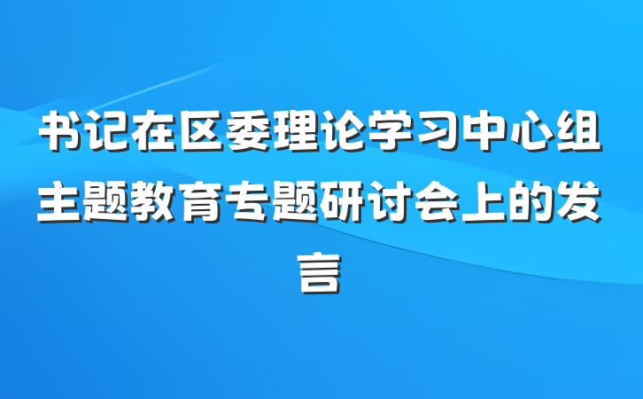 书记在区委理论学习中心组主题教育专题研讨会上的发言