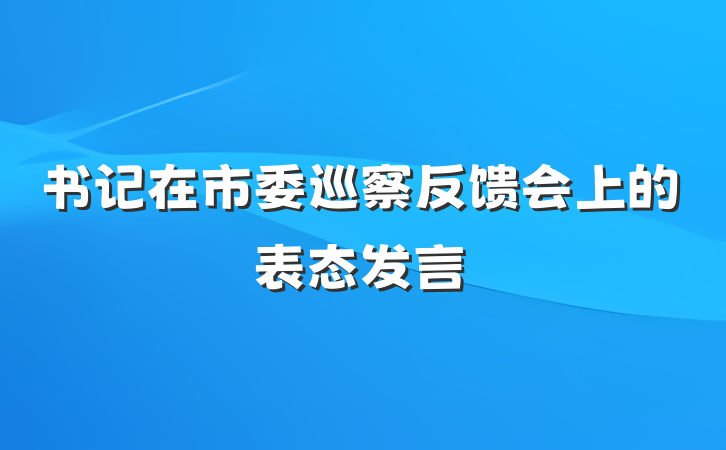 书记在市委巡察反馈会上的表态发言