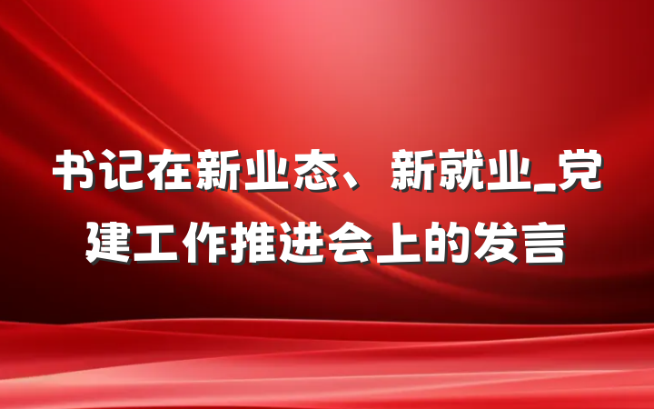 书记在新业态、新就业_党建工作推进会上的发言