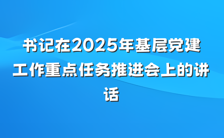 书记在2025年基层党建工作重点任务推进会上的讲话
