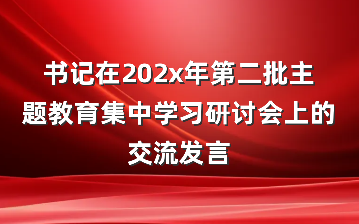 书记在202x年第二批主题教育集中学习研讨会上的交流发言