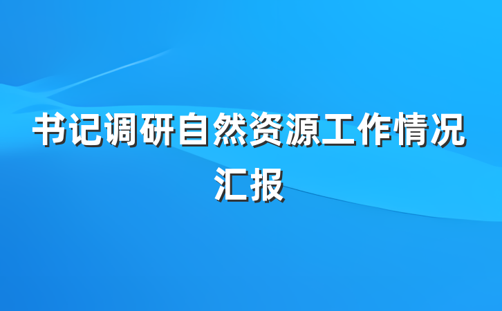书记调研自然资源工作情况汇报