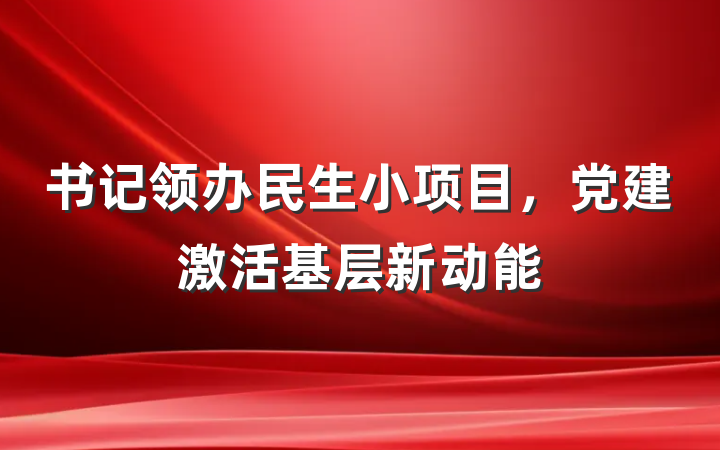书记领办民生小项目，党建激活基层新动能