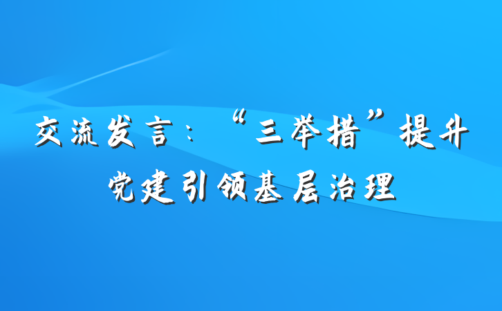 交流发言：“三举措”提升党建引领基层治理