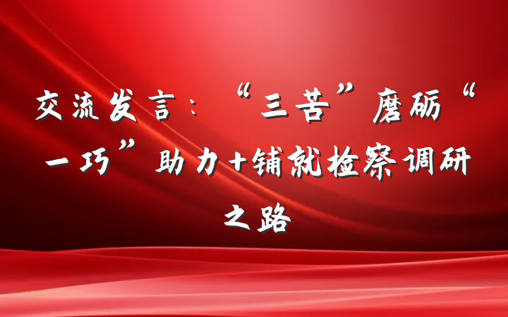 交流发言：“三苦”磨砺“一巧”助力 铺就检察调研之路